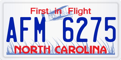 NC license plate AFM6275