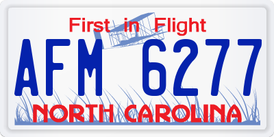 NC license plate AFM6277