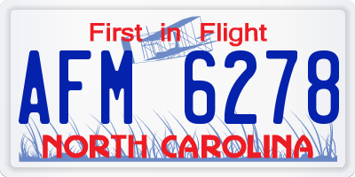 NC license plate AFM6278