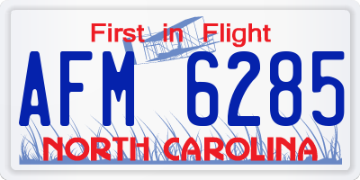 NC license plate AFM6285