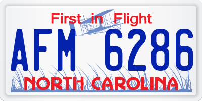 NC license plate AFM6286