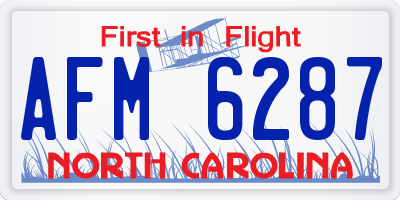 NC license plate AFM6287