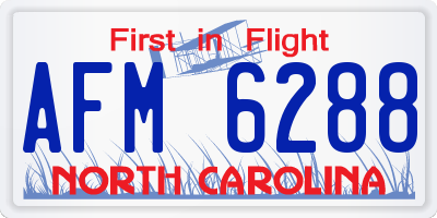 NC license plate AFM6288