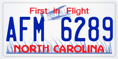 NC license plate AFM6289