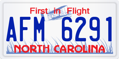 NC license plate AFM6291