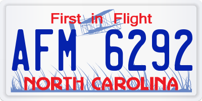 NC license plate AFM6292