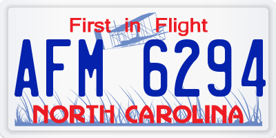 NC license plate AFM6294