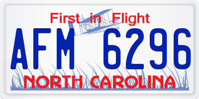 NC license plate AFM6296