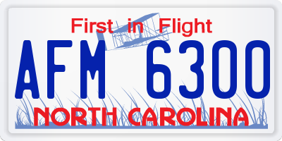 NC license plate AFM6300