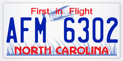 NC license plate AFM6302