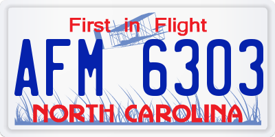 NC license plate AFM6303
