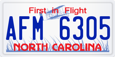 NC license plate AFM6305