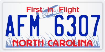 NC license plate AFM6307