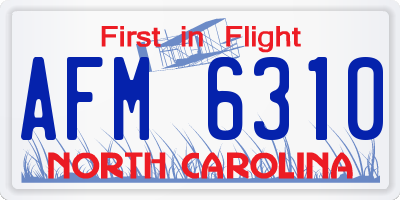 NC license plate AFM6310
