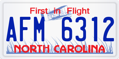 NC license plate AFM6312