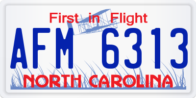NC license plate AFM6313