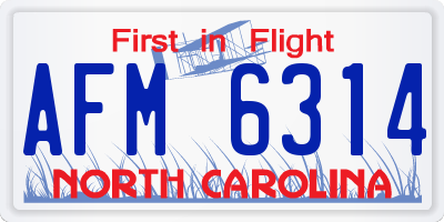 NC license plate AFM6314