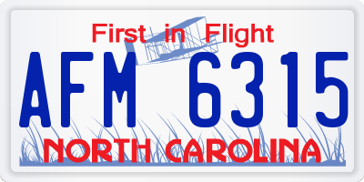 NC license plate AFM6315