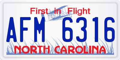 NC license plate AFM6316