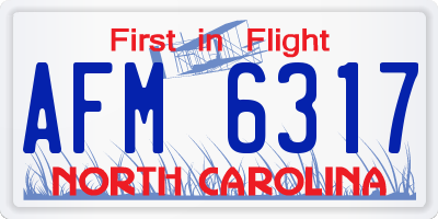 NC license plate AFM6317