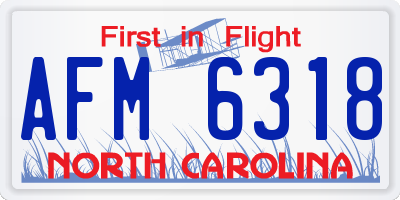 NC license plate AFM6318