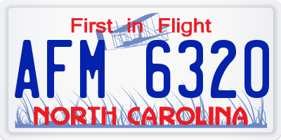 NC license plate AFM6320