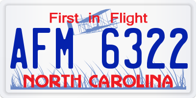 NC license plate AFM6322