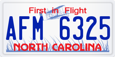 NC license plate AFM6325