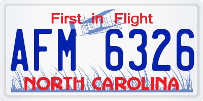 NC license plate AFM6326