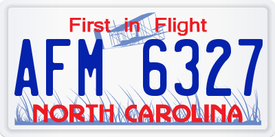 NC license plate AFM6327