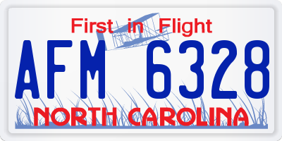 NC license plate AFM6328