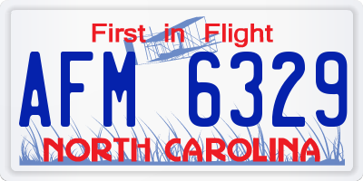 NC license plate AFM6329