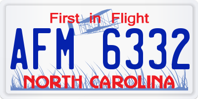 NC license plate AFM6332