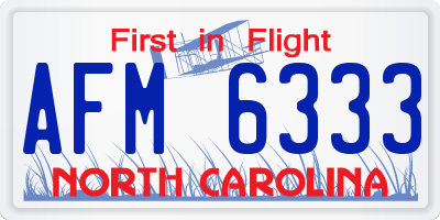 NC license plate AFM6333