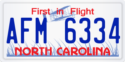 NC license plate AFM6334