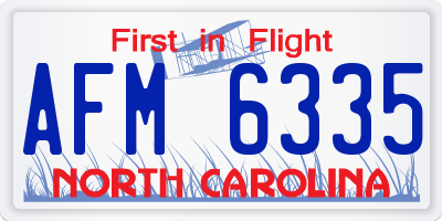 NC license plate AFM6335