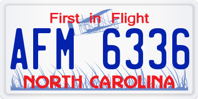 NC license plate AFM6336