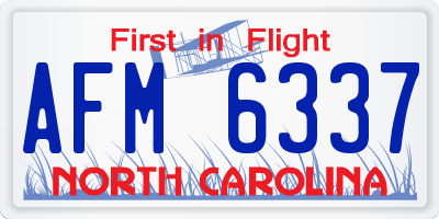 NC license plate AFM6337