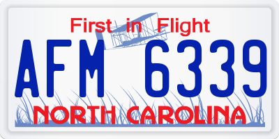NC license plate AFM6339