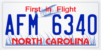 NC license plate AFM6340