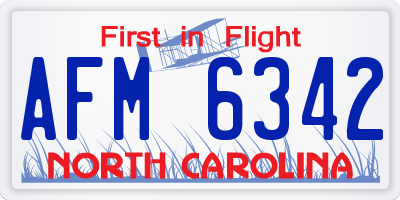 NC license plate AFM6342