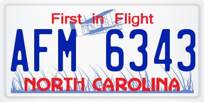 NC license plate AFM6343