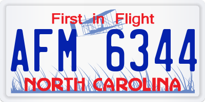 NC license plate AFM6344