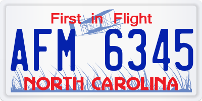 NC license plate AFM6345