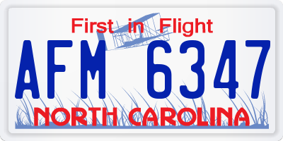 NC license plate AFM6347