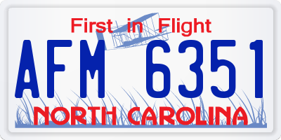 NC license plate AFM6351
