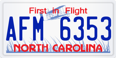 NC license plate AFM6353
