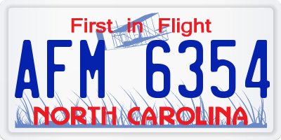 NC license plate AFM6354