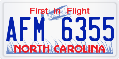NC license plate AFM6355