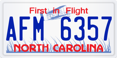 NC license plate AFM6357